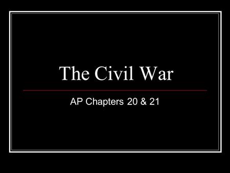 The Civil War AP Chapters 20 & 21. “Manifest Destiny” Lincoln had campaigned against the spread of slavery… Buchanan had done nothing to ease the situation…