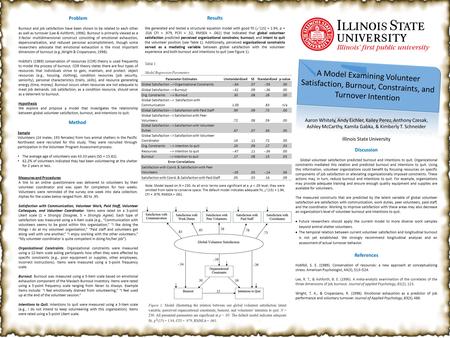 Problem Burnout and job satisfaction have been shown to be related to each other as well as turnover (Lee & Ashforth, 1996). Burnout is primarily viewed.