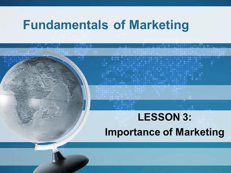 Fundamentals of Marketing