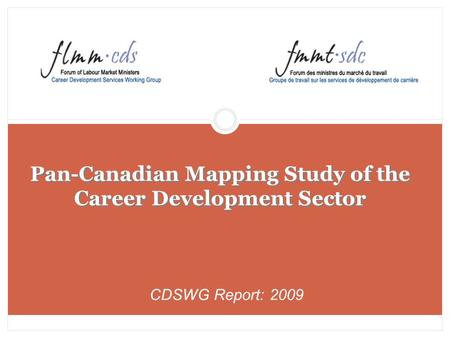 Pan-Canadian Mapping Study of the Career Development Sector CDSWG Report: 2009.