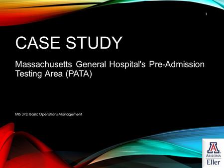 Massachusetts General Hospital's Pre-Admission Testing Area (PATA)