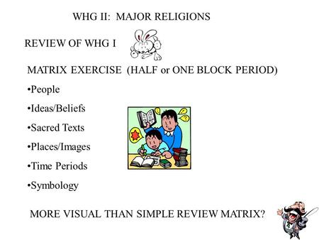 WHG II:  MAJOR RELIGIONS