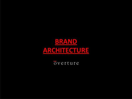 BRAND ARCHITECTURE. “BUT I’M TOO SMALL FOR THIS.” “WELL WE HAVEN’T BEEN TOO SUCCESSFUL SO FAR.” “I WANT TO SELL MY COMPANY IN FIVE YEARS ANYWAY.” “WE.