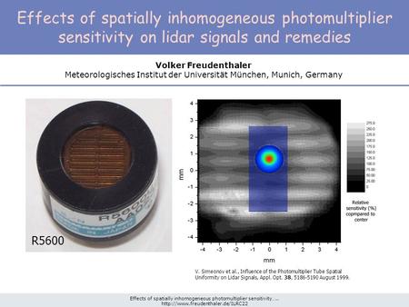 Effects of spatially inhomogeneous photomultiplier sensitivity…..  Effects of spatially inhomogeneous photomultiplier.