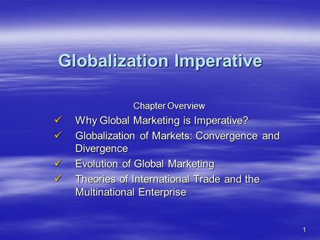 Globalization Imperative