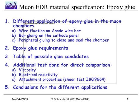 T.Schneider/LHCb Muon EDR