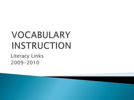 Literacy Links 2009-2010.  The words we must know in order to communicate effectively. ListeningThe words we need to know to understand what we hear.