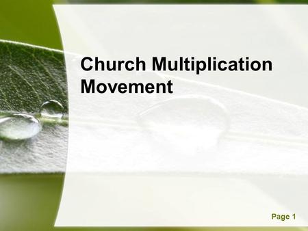 Powerpoint TemplatesPage 1 Church Multiplication Movement.