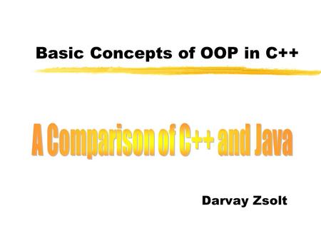 Basic Concepts of OOP in C++ Darvay Zsolt. C++ 2 Outline  The namespace and its members  The using declaration and directive  The address operator.