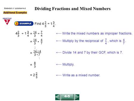 Dividing Fractions and Mixed Numbers