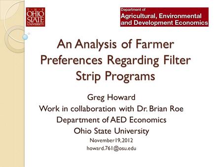 An Analysis of Farmer Preferences Regarding Filter Strip Programs