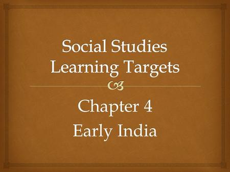 Social Studies Learning Targets