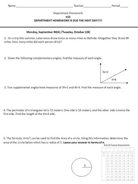 Name _____________________________________ Teacher__________________ Period _____ Department Homework #13 DEPARTMENT HOMEWORK IS DUE THE NEXT DAY!!!!!