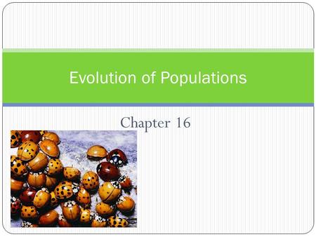 Evolution of Populations