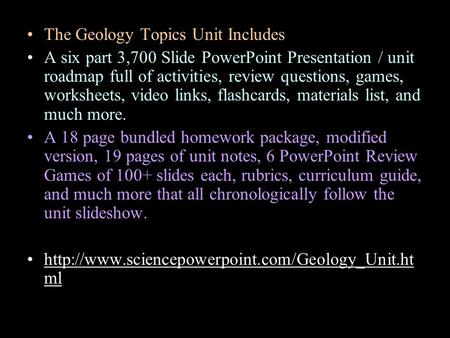 The Geology Topics Unit Includes A six part 3,700 Slide PowerPoint Presentation / unit roadmap full of activities, review questions, games, worksheets,