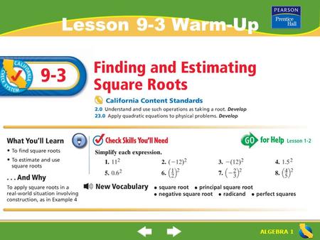 Lesson 9-3 Warm-Up.