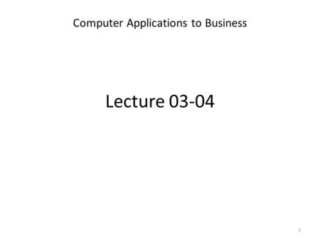 Computer Applications to Business