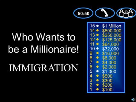 15 14 13 12 11 10 9 8 7 6 5 4 3 2 1 $1 Million $500,000 $250,000 $125,000 $64,000 $32,000 $16,000 $8,000 $4,000 $2,000 $1,000 $500 $300 $200 $100 Who Wants.