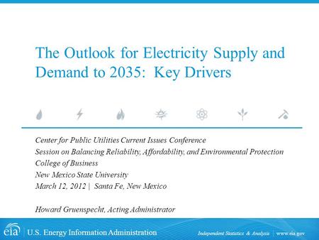 The Outlook for Electricity Supply and Demand to 2035: Key Drivers