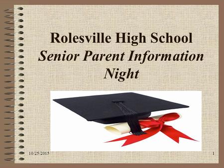 10/25/20151 Rolesville High School Senior Parent Information Night.