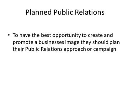 Planned Public Relations