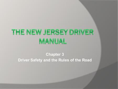 The New Jersey Driver Manual