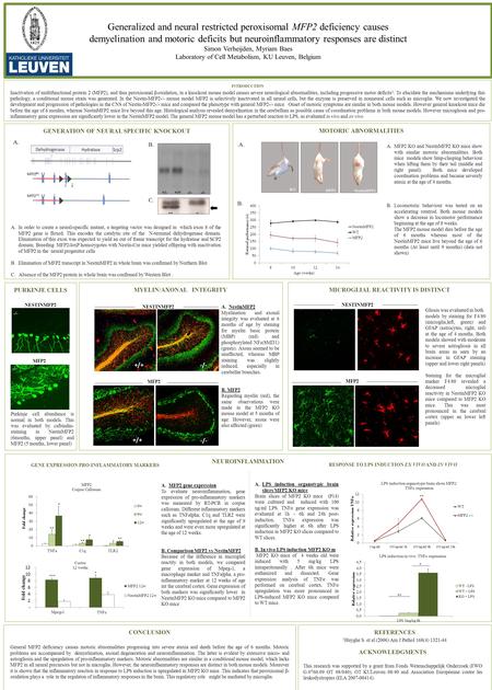 NEUROINFLAMMATION GENERATION OF NEURAL SPECIFIC KNOCKOUT Generalized and neural restricted peroxisomal MFP2 deficiency causes demyelination and motoric.