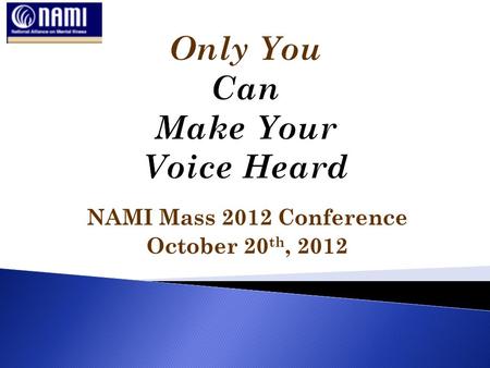 NAMI Mass 2012 Conference October 20 th, 2012. State Representative Jim O’Day (D) West Boylston and Worcester Joe Giannino Government Relations Group,