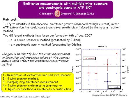 Fifth ATF2 Project Meeting, 19-21 dec. 2007, KEK, Japan Emittance measurements with multiple wire-scanners and quadrupole scans in ATF EXT C. Rimbault,