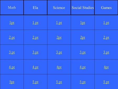 2 pt 3 pt 4 pt 5pt 1 pt 2 pt 3 pt 4 pt 5 pt 1 pt 2pt 3 pt 4pt 5 pt 1pt 2pt 3 pt 4 pt 5 pt 1 pt 2 pt 3 pt 4pt 5 pt 1pt Math ElaScienceSocial StudiesGames.