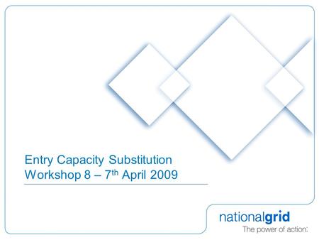 Entry Capacity Substitution Workshop 8 – 7 th April 2009.