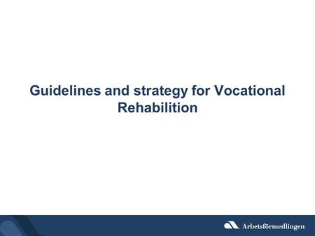 Guidelines and strategy for Vocational Rehabilition.