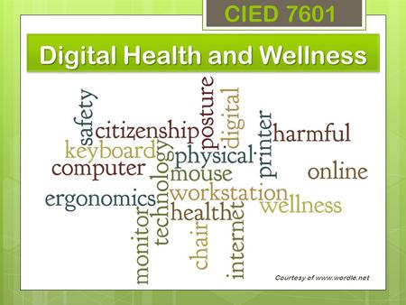 Digital Health and Wellness CIED 7601 Courtesy of www.wordle.net.