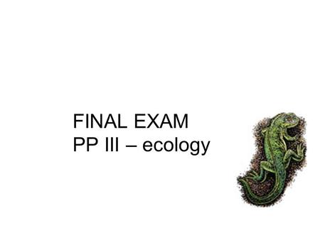 FINAL EXAM PP III – ecology. A=abiota B=biota Tree Rock Water Air Bird human B A A A (nonliving) B B (living)