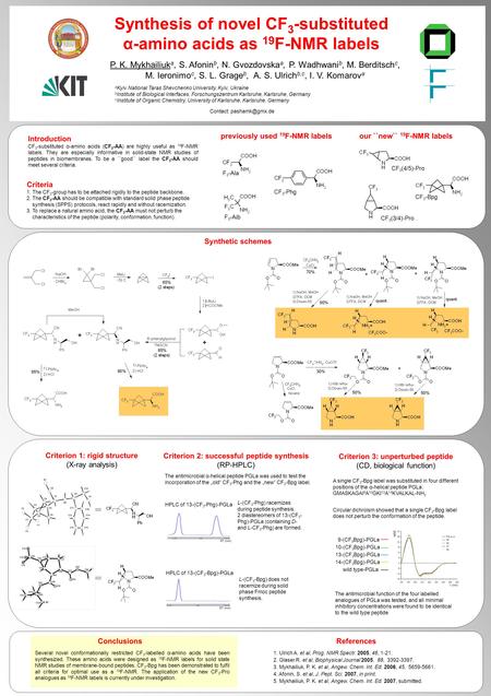 Criteria 1.The CF 3 -group has to be attached rigidly to the peptide backbone. 2.The CF 3 -AA should be compatible with standard solid phase peptide synthesis.