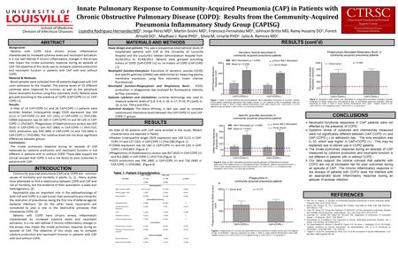 Innate Pulmonary Response to Community-Acquired Pneumonia (CAP) in Patients with Chronic Obstructive Pulmonary Disease (COPD): Results from the Community-Acquired.