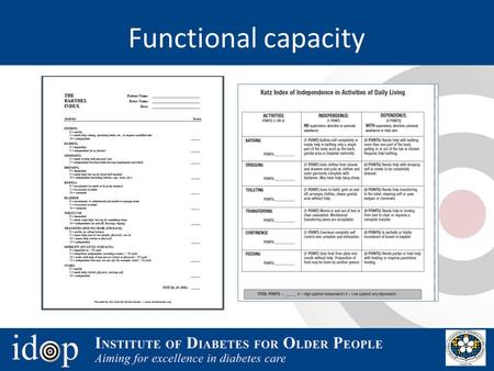 Functional capacity. Total Score: 0-12 It should be calculated by adding the Score in each one of the three parts of the test (Balance, Gait and Chair.