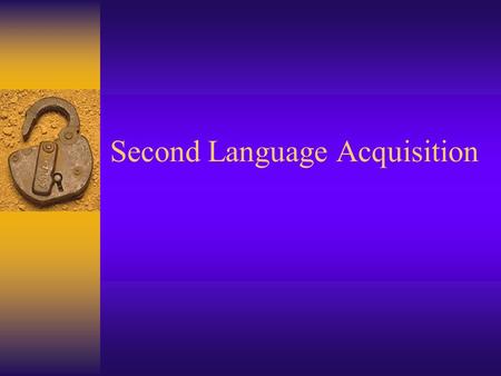 Second Language Acquisition