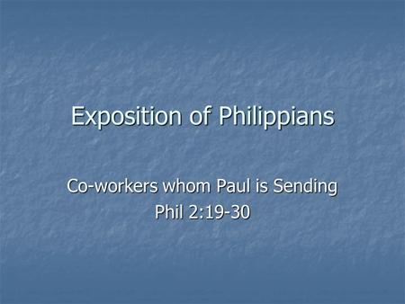 Exposition of Philippians