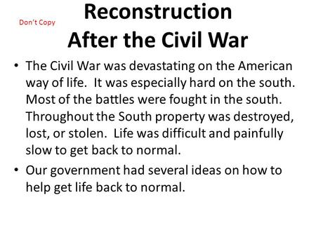 Reconstruction After the Civil War