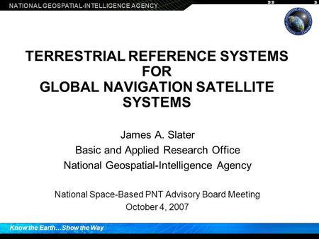 TERRESTRIAL REFERENCE SYSTEMS FOR GLOBAL NAVIGATION SATELLITE SYSTEMS