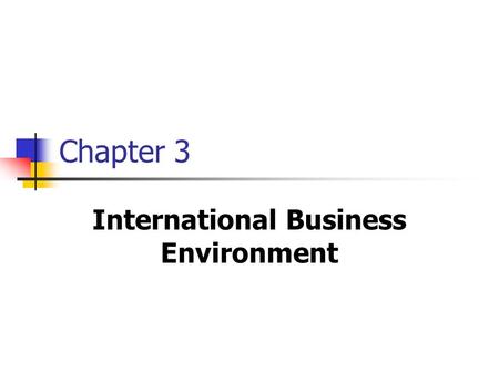 International Business Environment