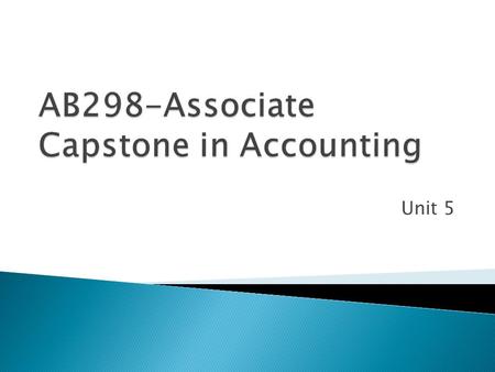 Unit 5. The purpose of Unit 5 is to define the four basic financial statements and discuss the information presented on each.