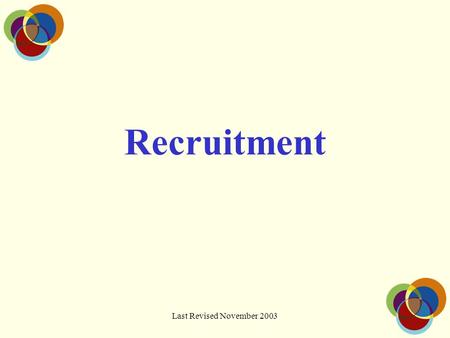 Last Revised November 2003 Recruitment. Contents Importance of Recruitment The Classification Principle Classification Limits Classification List Public.