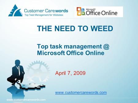 THE NEED TO WEED Top task Microsoft Office Online April 7, 2009