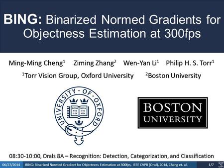 BING: Binarized Normed Gradients for Objectness Estimation at 300fps