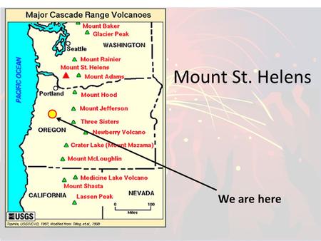 Mount St. Helens We are here.