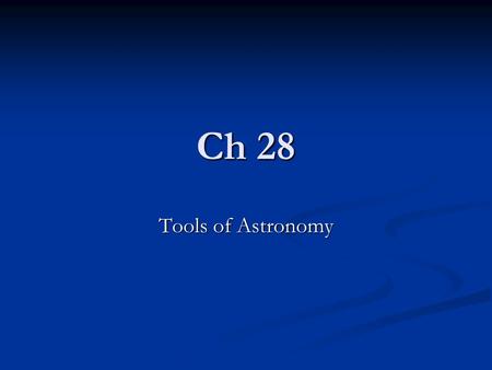 Ch 28 Tools of Astronomy. Ecliptic is the plane in which Earth orbits about the Sun. is the plane in which Earth orbits about the Sun.