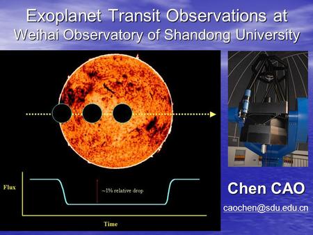 Exoplanet Transit Observations at Weihai Observatory of Shandong University Chen CAO