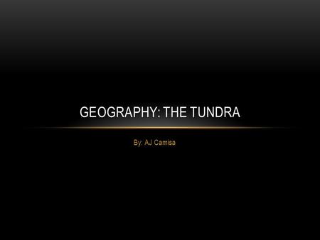 By: AJ Camisa GEOGRAPHY: THE TUNDRA. THE TUNDRA’S LOCATION The Tundra is located in Alaska and Antarctica. The Tundra is also located on the edges of.